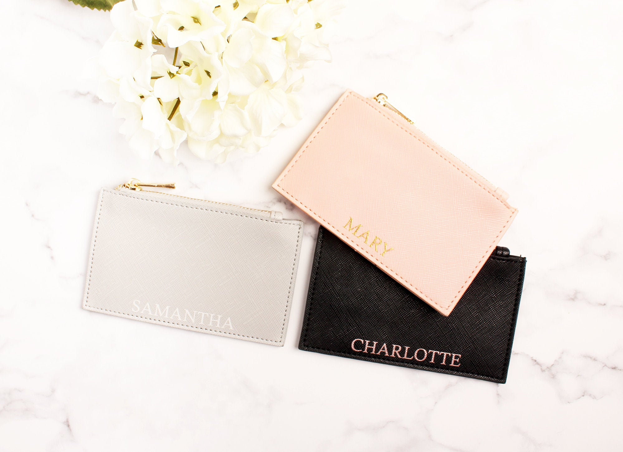 Personalised Card Holder Women Custom Card Holder with Zip Etsy