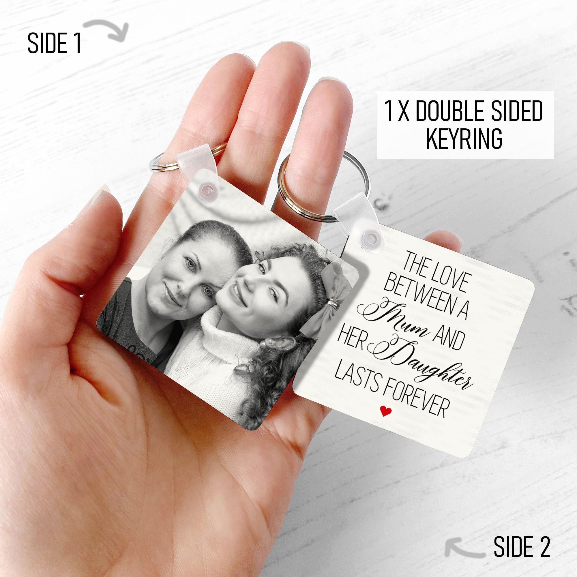 Personalised Mother and Daughter Silver Double Sided Keyring Keychain Present 