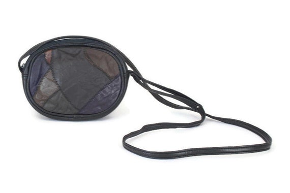 80s Vintage leather patchwork crossbody bag • Wome