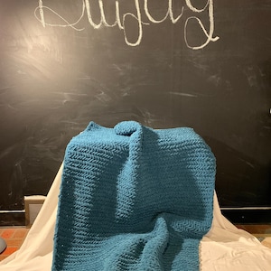 Dark Teal Blanket Herringbone