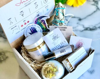 Aries Gift | Zodiac Gift Box | Astrology Gift | Friendship Box | Tarot Birthday Box | Gift for Best Friend | Smudge Kit | Cleansing Box