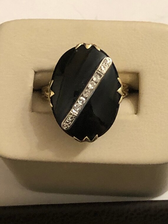 Ladies Vintage Black Onyx And Diamond Ring Gem Ladies Vintage Black Onyx And Diamond Ring Gem