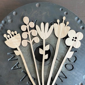 5 flores de madera cortadas con láser, ramo de flores de madera, decoración natural, alternativa a los ramos, decoración bohemia (WB2)