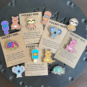 Pocket Hugs, Faultier, Känguru, Schnabeltier, Gürteltier, Koala, Taschentoken, Fräulein Sie Geschenk, Liebe Sie Geschenk, zurück zur Schule, senden Sie eine Umarmung, Taschenfreund