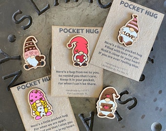 Pocket Hugs, Heart Gnome, Gnome Pocket Hugs, Pocket Pal, Uplifting Gift, Love You Gift, Love You Gnome, Valentine, Cute Gift, Send a Hug