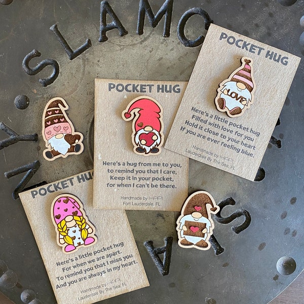 Pocket Hugs, Heart Gnome, Gnome Pocket Hugs, Pocket Token, Miss You Gift, Love You Gift, Valentine's Day, Valentine Gnome, Cute Gift