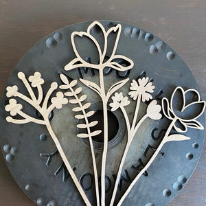 5pc Laser Cut Wooden Flowers, Wooden Flower Bouquet, Wooden Flowers, Natural Decor, Bouquet Alternative, Boho Decor, Wooden Bouquet (WB4)