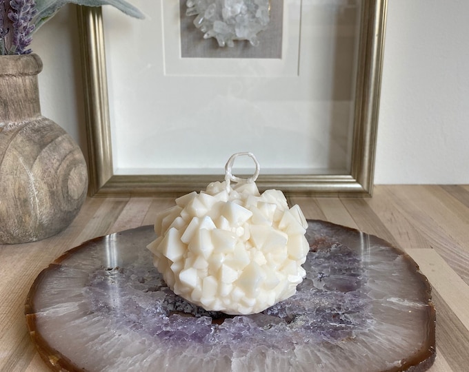 Small Crystal Formation Candle, Soy Wax, Gemstone Candle, Natural Crystal, Geode Candle, Pillar Candle, Nature Inspired, Wedding Candle,