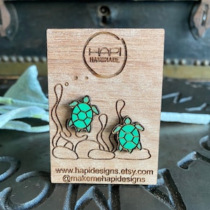 Cute Turtle Studs, Frog Earrings, Turtle Jewelry, Turtle Gift, Turtle Lover, Handmade Earrings, Laser Cut Earrings, Cute Studs