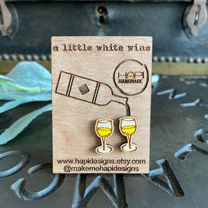 White Wine Studs, Glass of White Wine Earrings, Wine Lover, White Wine Drinker, Wine Earrings, Cocktail Earrings, Stud Earrings