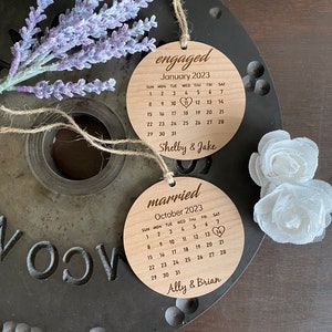 Personalized Engagement/Wedding Ornament, Calendar Ornament, Engagement Ornament, Wedding Ornament, Engagement Gift, Wedding Gift, Custom