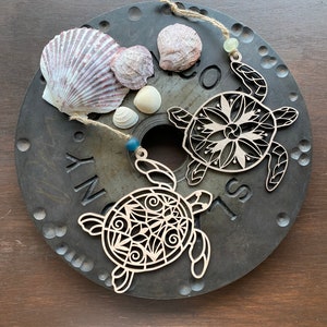 Sea Turtle Holiday Ornament, Mandala Sea Turtle, Laser Cut, Coastal Decor, Gift Tag, Christmas, Beach, Turtle, Tropical Ornament
