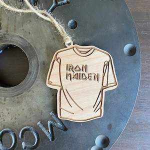 Vintage Iron Maiden Concert T-Shirt Ornament, Personalized Ornament, Rock Band Ornament, Vintage Concert Tee, Rock Band T-Shirt, Heavy Metal