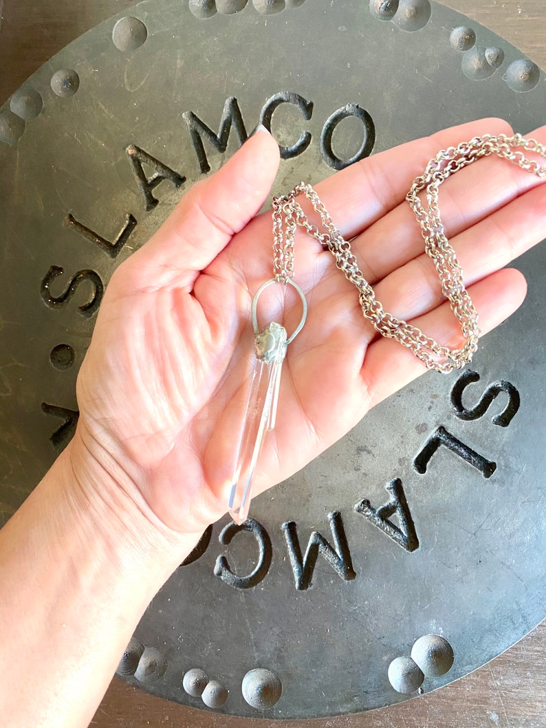 Crystal Quartz Artisan Boho Chic Boho Crystal Point Crystal Jewelry Handmade Rustic Quartz Crystal Point Necklace Healing Crystals