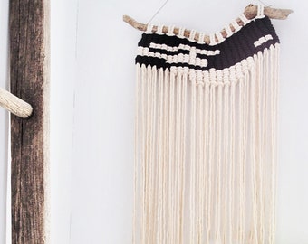 Modern Black+White Macrame Wall Hanging