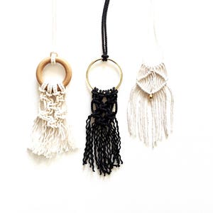 macrame diy kit pendant necklace modern fibre tapestry geometric design contemporary macrame minimal rope art image 1