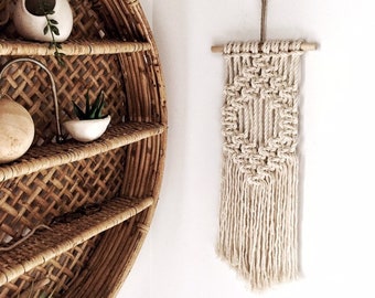 macrame wall hanging| mini| modern fibre tapestry| woven wall art| geometric design| contemporary macrame| minimal| rope art