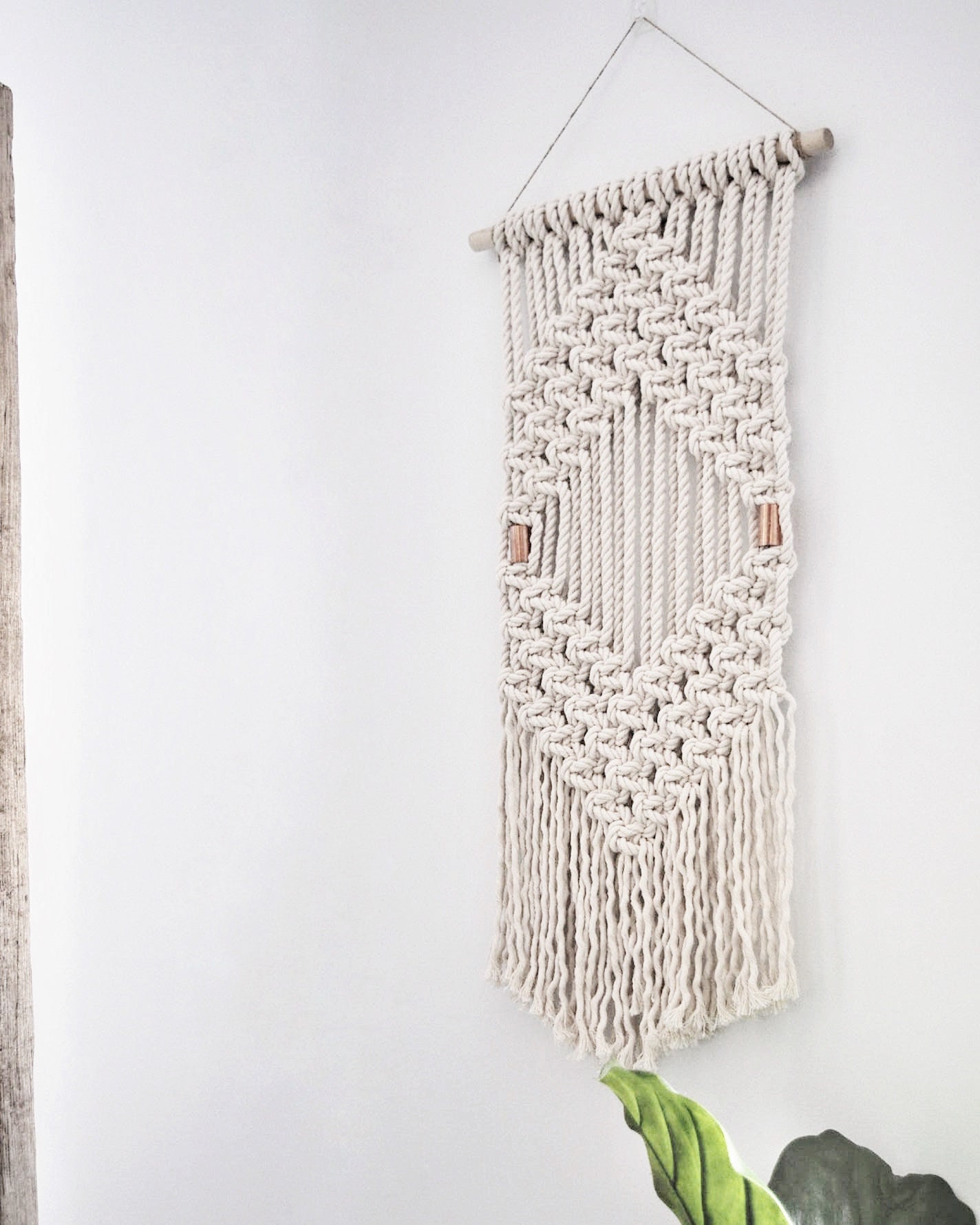 Macrame Wall Hanging Modern Fibre Tapestry Woven Wall Art Geometric Design  Contemporary Macrame Minimal Rope Art 