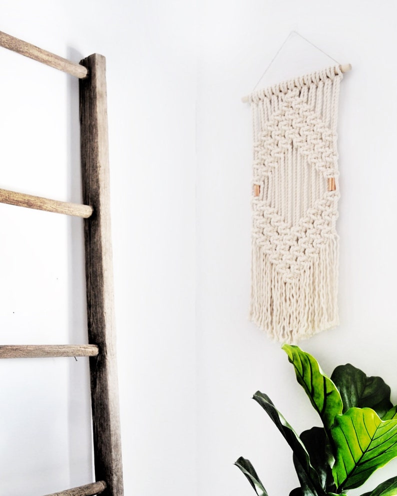 mur de macrame suspendu tapisserie moderne de fibres lart mural tissé conception géométrique macramé contemporain minime art de corde image 4