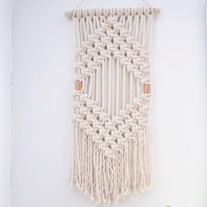 mur de macrame suspendu tapisserie moderne de fibres lart mural tissé conception géométrique macramé contemporain minime art de corde image 1