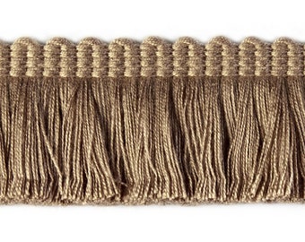 Dark Beige Brush Fringe Trim | 4 cm - 1.57 inches width brush fringe trimming by the meter