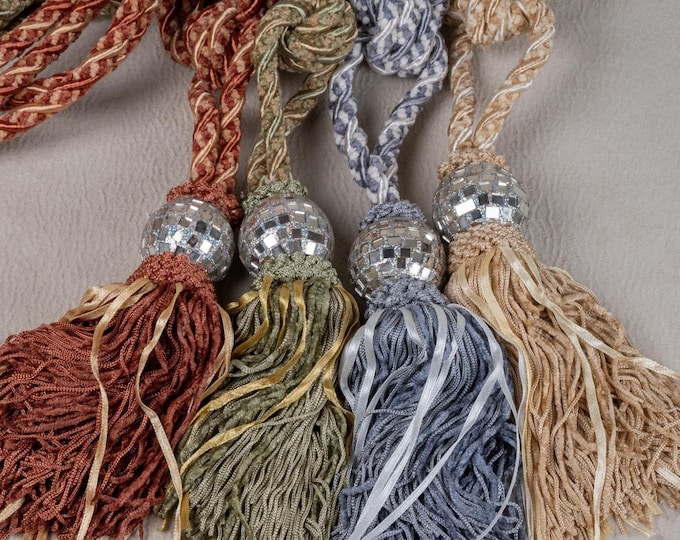 Disco Ball Modern Tiebacks |Curtain tie backs .Modern chenille Tassel Hold backs