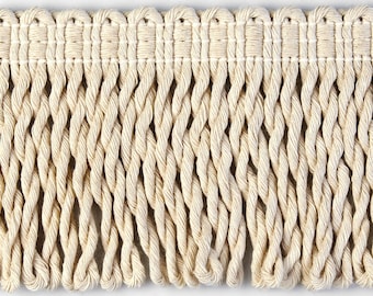 7cm or 12cm 100% Cotton Bullion Fringe Trim | Natural Ivory Bullion Trims by the meter