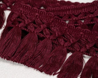 Bordeaux Braid Tassel Fringe Trim| 8cm-3.15" Wide Lace Ribbon Trim | Curtains, dress, costumes, accesorries trim by the meter