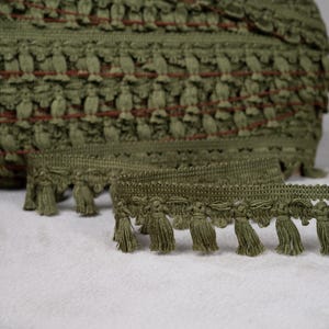 Olive green Relax Tassel Fringe Trim | 3 cm - 1.18 inches Width Tassel Trimming | Sold by the meter
