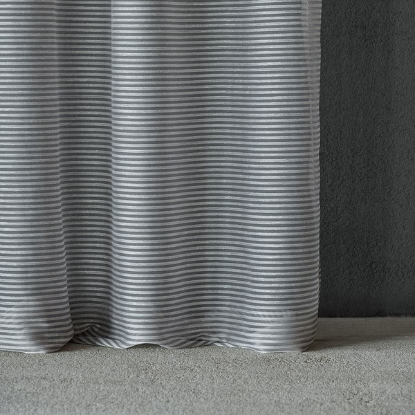 Thin Stripped Neutral Colors Curtain Fabric | Double Height 300cm - 118inches