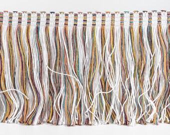 Multicolor Cotton Acrylic Chainette Fringe Trim| 15 cm - 5.9 inches width fringe