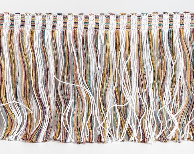 Multicolor Cotton Acrylic Chainette Fringe Trim| 15 cm - 5.9 inches width fringe