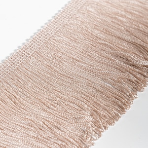 Beige Rayon Double Weld Fringe Trimmings |10cm-4" Height Fringe Trimming | DIY crafts, long sewing fringe trim sold by the meter