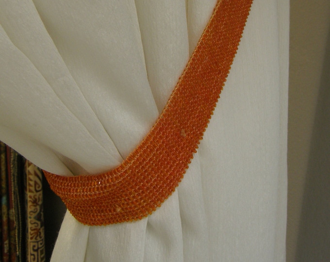 Orange shiny belt Beads Curtain Tiebacks Tassel total length 180cm 70,86''=75cm(0,29'') belt +80cm (0,31'') cord+24cm (0,094'') tassels