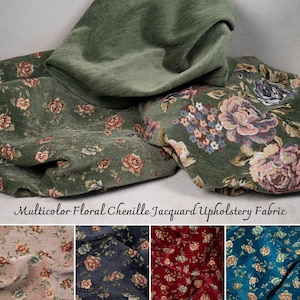 Mehrfarbiger Chenille Jacquard Möbelbezugsstoff | 140 cm Klassischer Dekostoff | 3 Dekore- 8 Farben Meterware