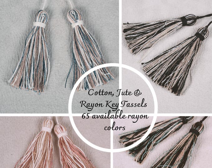 Handmade Cotton-Jute-rayon  Key Tassels | 10cm - 3.93" Height//65 available rayon colors