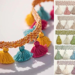Multicolor Tassel Fringe Trim|5 cm-1.96 inches Height Braided Tassel Fringe Trim|Sold by meter(39"/1.09yards)
