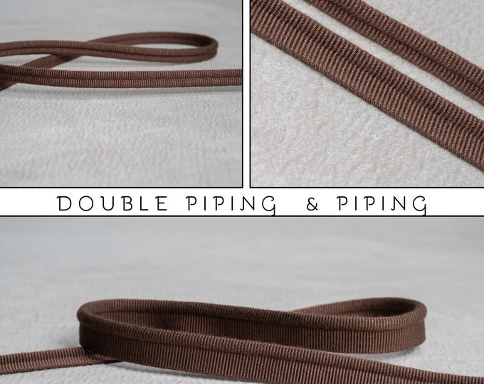 Brown Double Piping Cord or Piping |10mm-0.39" double gimp piping or 5mm - 0.19" Flanged Piping|Double Upholstery Gimp Trim