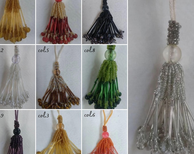 Pearl and Crystal Tassel 8.5cm - 3.35 inches plus 5.5cm - 2.16 inches loop/ 10 colors available | Luxurious Home Decor Accent.