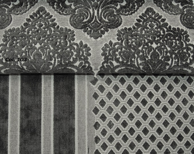 Velvet Gray Classic Chenille Upholstery Fabric|140 cm - 55 inches width upholstery fabric