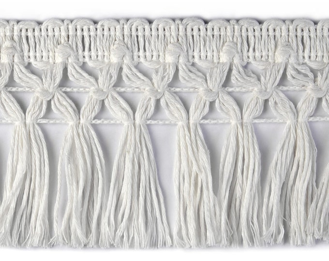Cotton Off White Braid Tassel Fringe Trim | 8cm - 3.15"  Lace Trim Ribbon |DIY Crafts, Dress, scarfs,curtains, accesorries trim by the meter