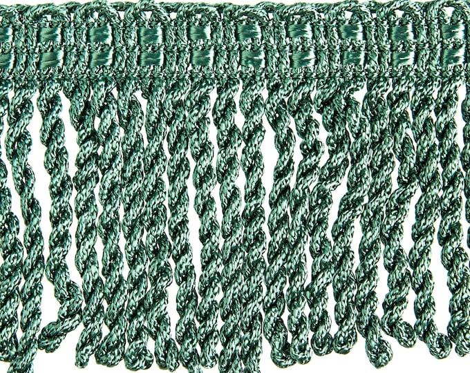 6cm-2.36" Rayon Bullion Fringe Trim | Green Veraman Bullion Fringe Trim | Sold by the meter