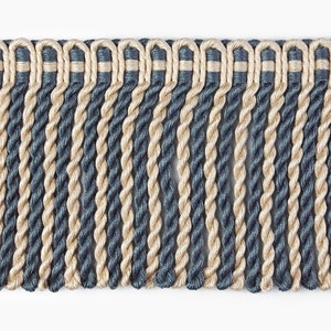7cm (2.75&quot;)  or 11cm (4.33&quot;) Relax Bullion Fringe Trim | Beige Blue Raf Bullion Fringe Trim | Sold by the meter