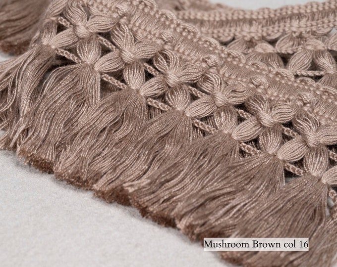 Mushroom Brown Braid Tassel Fringe Trim| 8cm-3.15" Wide Lace Ribbon Trim | Curtains, dress, costumes, accesorries trim by the meter