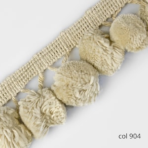 Lime Cream 100% Cotton Pom Pom Trim Fringe |4.5cm-1.77 inches Height Lace Ribbon Fringe Trim