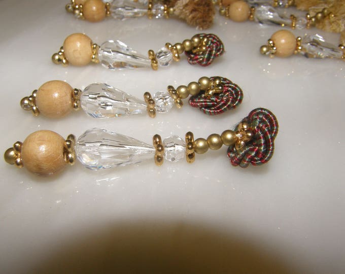 Small Beads and Crystals Tassel Trims with Rosette | 7cm - 2.76 inches Unique Beaded Tassels | Embellishment Tassels