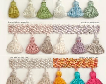 Multicolor Tassel Fringe Trim|5 cm-1.96 inches Height Braided Tassel Fringe Trim|Sold by meter(39"/1.09yards)