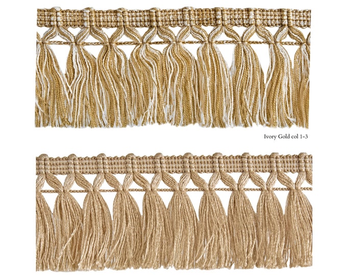 2 Colors Braid Tassel Fringe Trim | 5.2cm-2.04 inches Tassel Fringe Trim | Sold by the meter (39"/1.09yards)