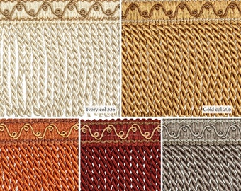 5  Colors Classic Bullion Fringe Upholstery Trimmings|10cm-3.93 inches width |Upholstery, Curtains, Throws Bullion Trims by the meter