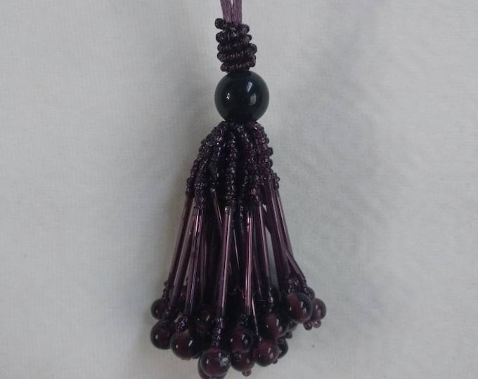 Midnight Purple Tassel With Beads and Crystals| 8.5cm-3.35 inches plus 5.5cm - 2.16 inches loop